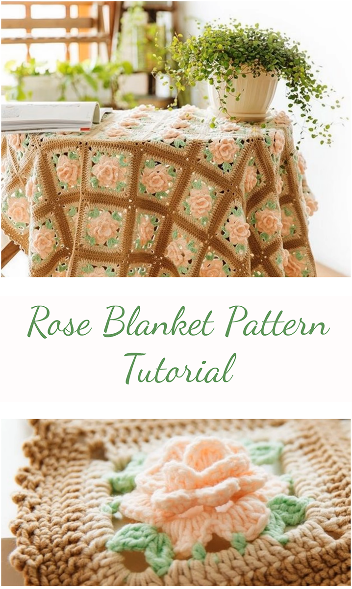 Rose blanket pattern - Step-by-step guide will teach you how to crochet a rose blanket pattern tutorial