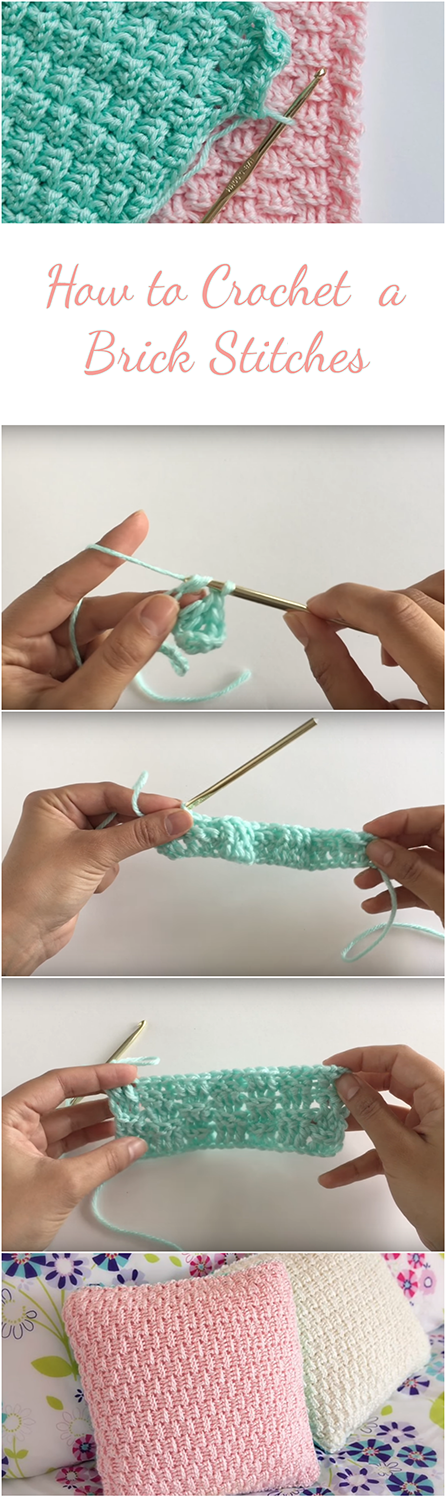 Crochet The Brick Stitch - Easy Tutorial + Free Step By Step Video!