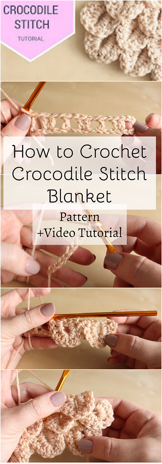 Crochet crocodile stitch blanket pattern video tutorial