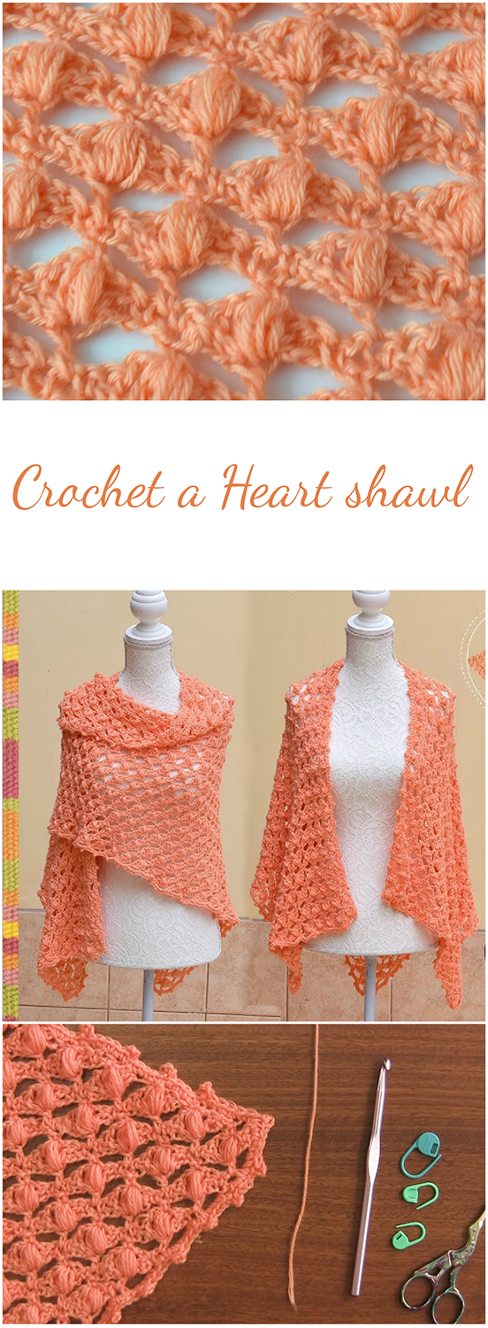 Heart Shawl - Crochet by following this amazing tutorial!
