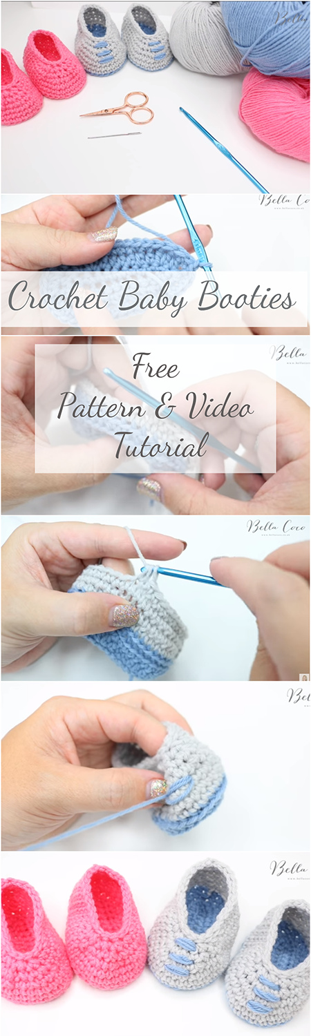 Crochet Baby Booties Free Pattern and Video Tutorial