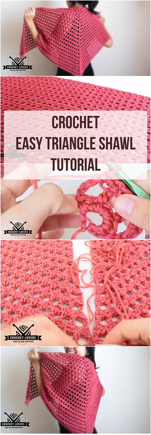 Crochet Easy Triangle Shawl Tutorial