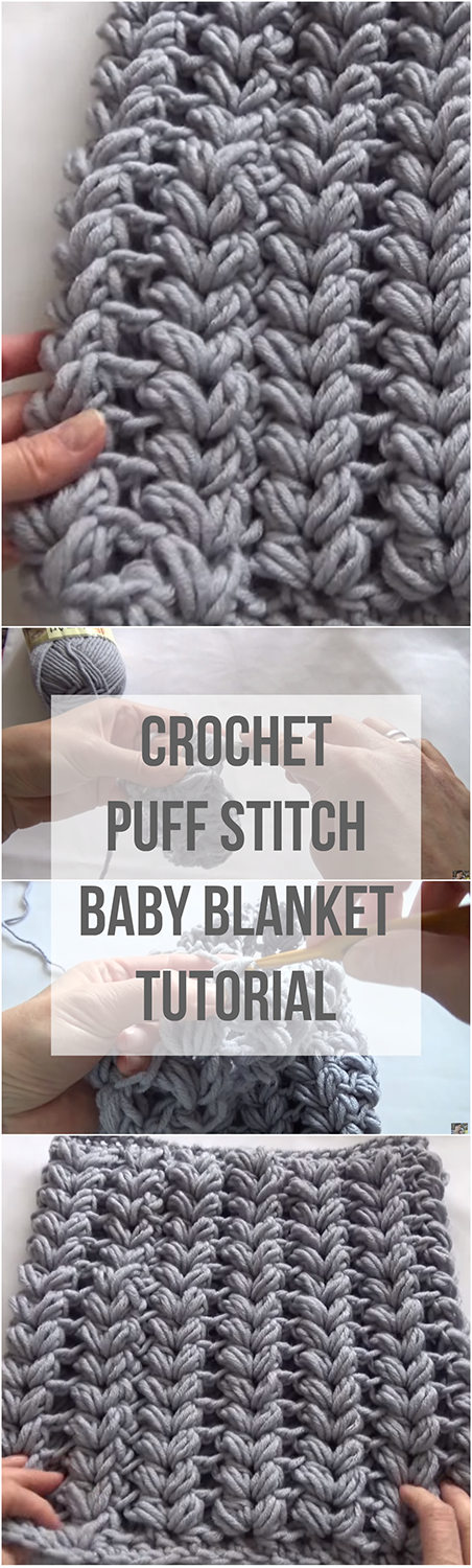 Crochet Puff Stitch Baby Blanket Tutorial