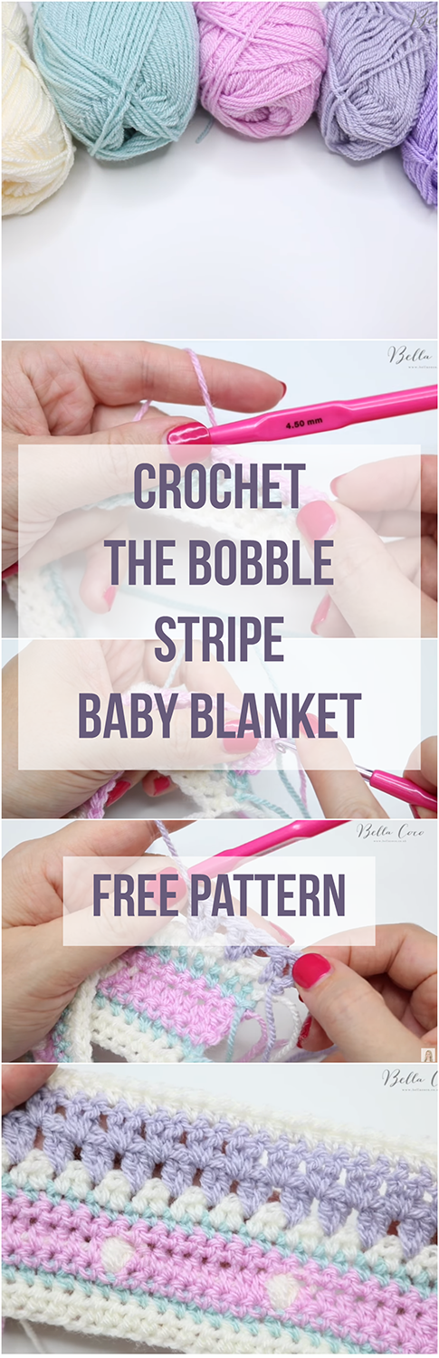 Crochet The Bobble Stripe Baby Blanket Free Pattern