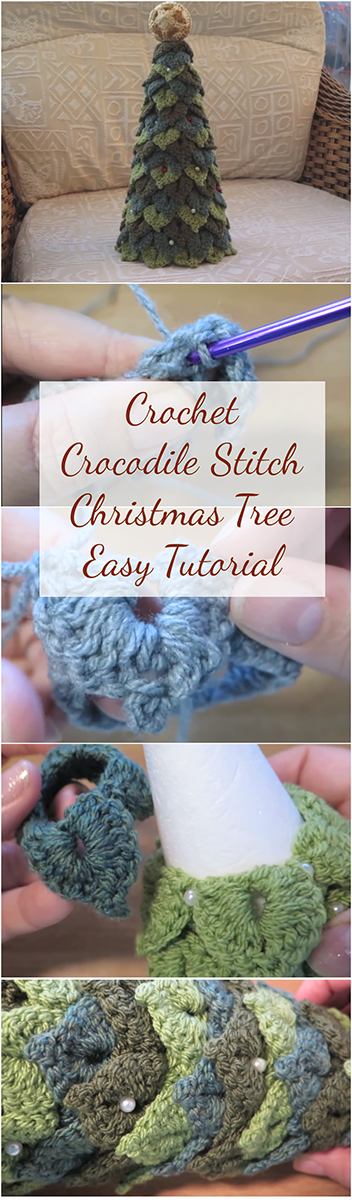 Crochet Crocodile Stitch Christmas Tree Easy Tutorial
