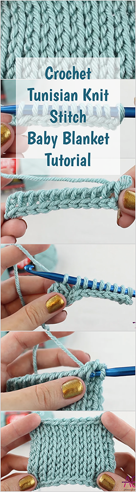 Crochet Tunisian Knit Stitch Baby Blanket Tutorial