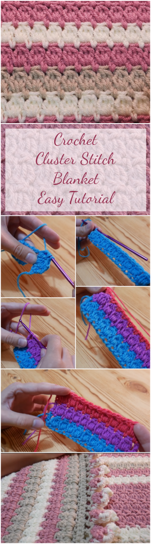 Crochet Cluster Stitch Blanket Easy Tutorial
