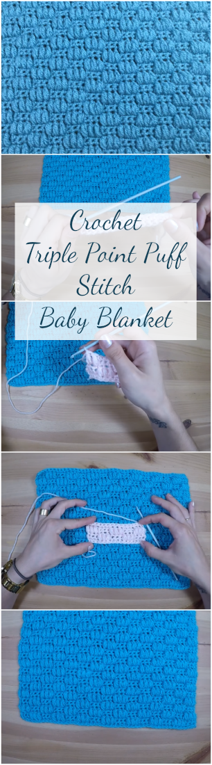 Crochet Triple Point Puff Stitch Baby Blanket