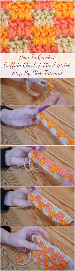 How To Crochet Buffalo Check Plaid Stitch Step By Step Tutorial