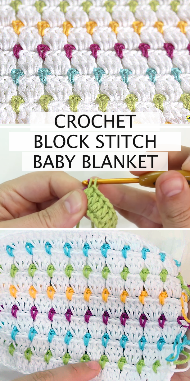 Crochet Block Stitch Baby Blanket - Free Tutorial & Pattern