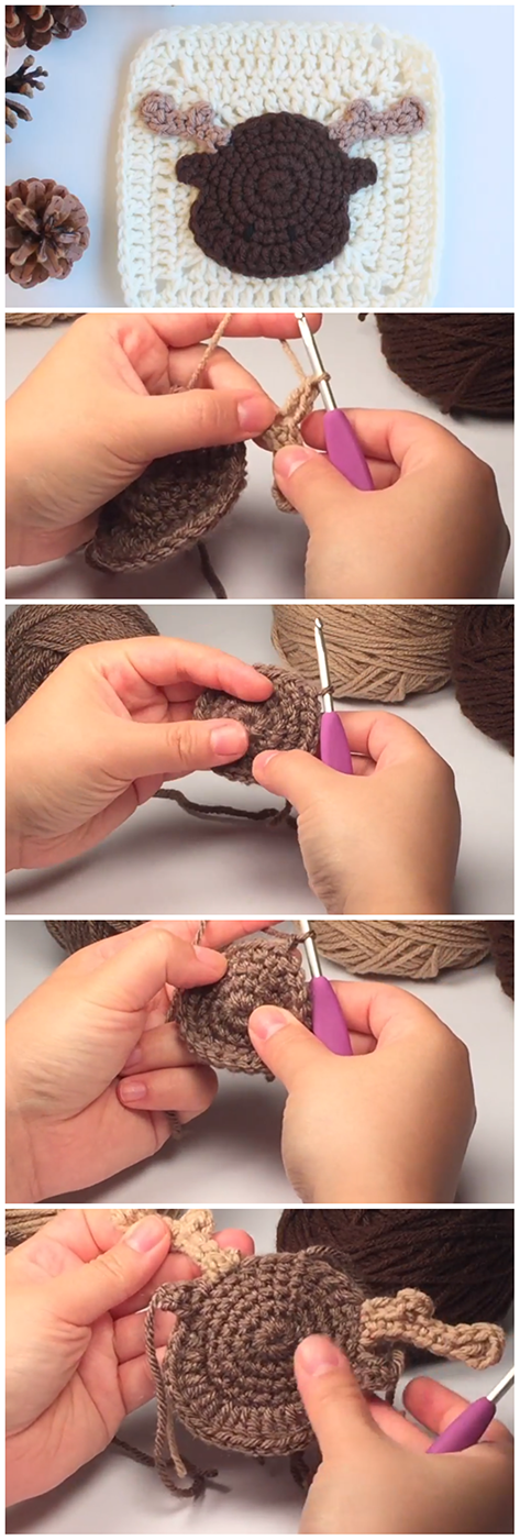 Crochet Woodland Moose Applique - Tutorial + Free Pattern