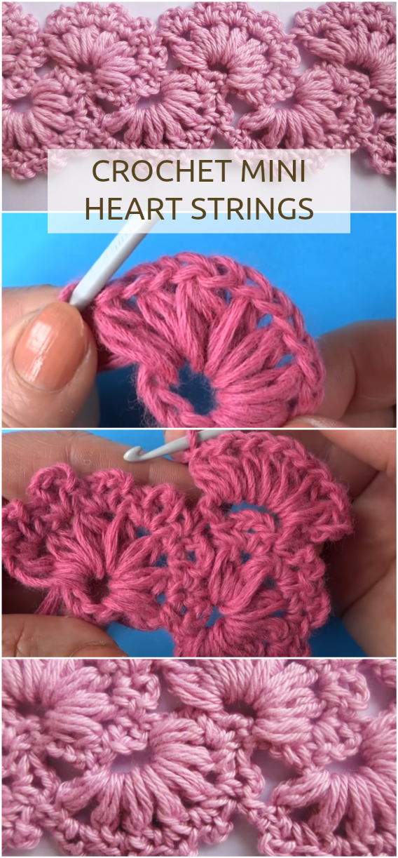 Crochet Mini Hearts String - Easy Tutorial For Beginners + Free Video