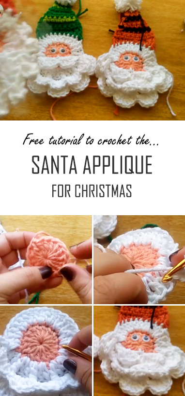 Crochet Simple Christmas Santa Applique